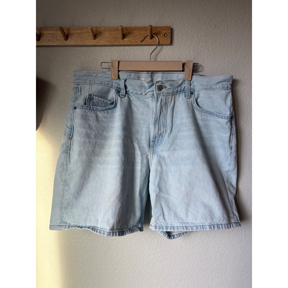 Old Navy Womens High Rise Slouchy Straight Denim Shorts Light Wash Blue Size 14